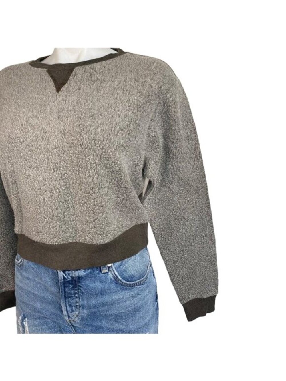 Goodlife Womens Reversible Sherpa Fleece Pullover Sweatshirt Small Gray & Brown - Picture 8 of 12